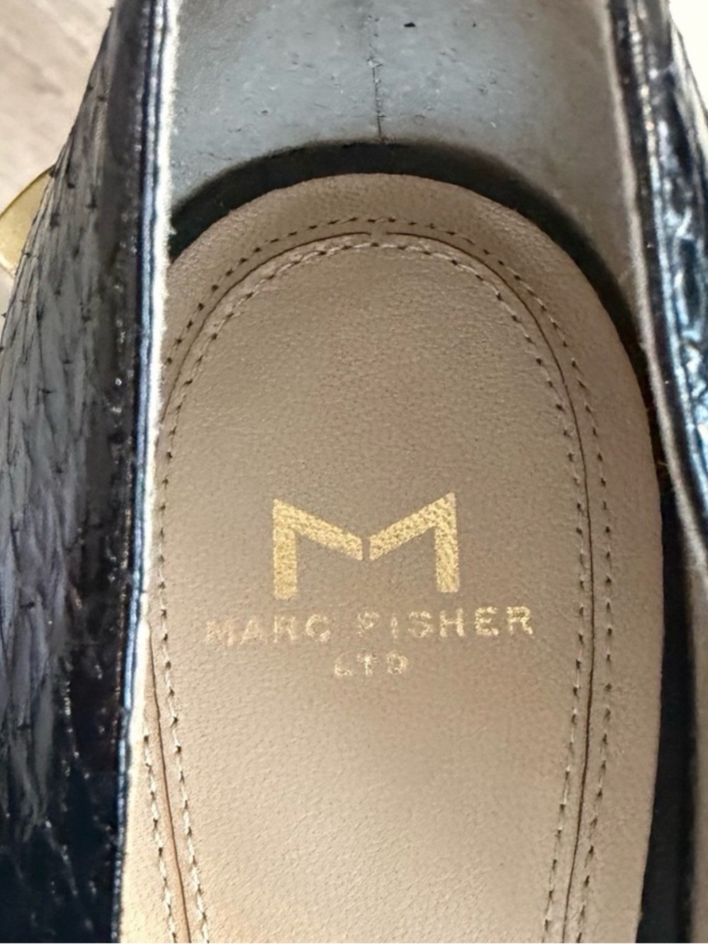 Black Snakeskin Embossed D’Orsay Flats | Marc Fisher - Picture 7 of 9
